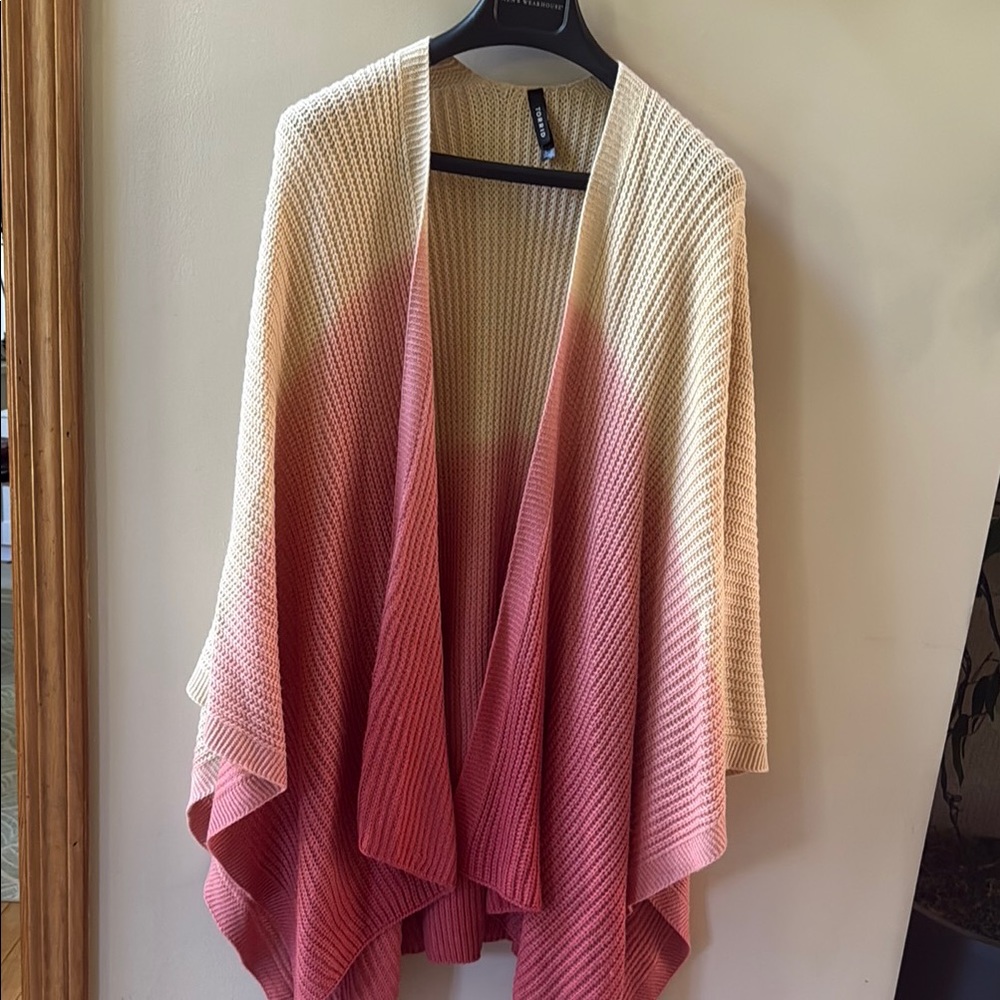 Torrid One Size Gradient Pink and Cream Open Front Sweater